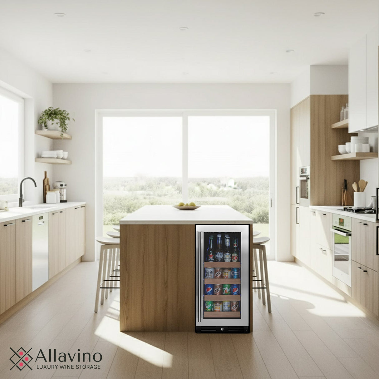 Allavino 15" Wide Reserva Series Stainless Steel Left Hinge Beverage Center