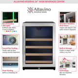 Allavino Reserva Series 46.8” Stainless Steel Side‑by‑Side Beverage Center BF 2X‑VSBC24L‑SS