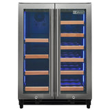 Allavino Reserva Series 24″ Wide Two-Door Stainless Steel Wine Refrigerator & Beverage Center with Wood Front Shelves VSBCW34FD-2SW