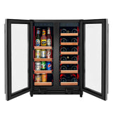 Allavino Reserva Series 24″ Wide Two-Door Stainless Steel Wine Refrigerator & Beverage Center with Wood Front Shelves VSBCW34FD-2SW
