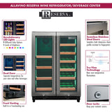 Allavino Reserva Series 24″ Wide Two-Door Stainless Steel Wine Refrigerator & Beverage Center with Wood Front Shelves VSBCW34FD-2SW