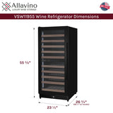 Allavino Reserva Series 119-Bottle 55″ Semi-Tall Dual Zone Left Hinge Black Metal Wine Refrigerator