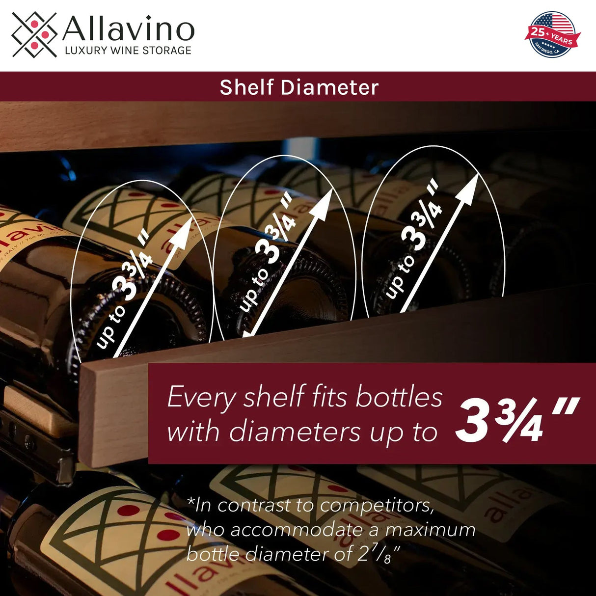 Allavino Reserva Series 119-Bottle 55″ Semi-Tall Dual Zone Left Hinge Black Metal Wine Refrigerator