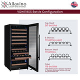 Allavino Reserva Series 119‑Bottle 55″ Semi Tall Dual Zone Right Hinge Black Metal Wine Refrigerator VSW11955D‑2BR
