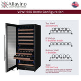 Allavino Reserva Series 119-Bottle 55″ Tall Dual Zone Left Hinge Stainless Steel Wine Refrigerator VSW11955D-2SL