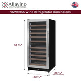 Allavino Reserva Series 119-Bottle 55″ Tall Dual Zone Left Hinge Stainless Steel Wine Refrigerator VSW11955D-2SL