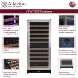 Allavino Reserva Series 119 Bottle 55" Tall Dual Zone Right Hinge Stainless Steel Wine Refrigerator