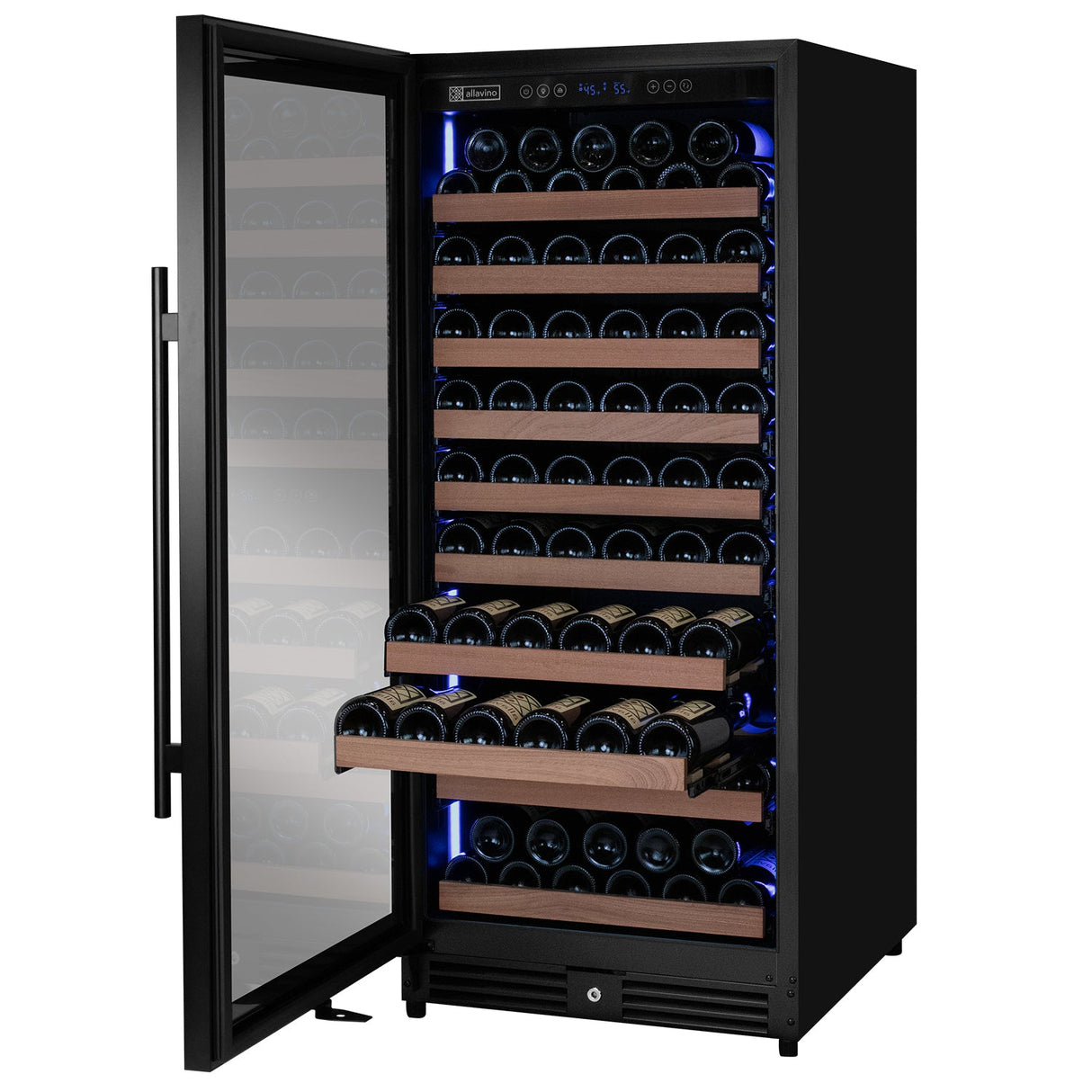 Allavino Reserva Series 119‑Bottle 55″ Semi Tall Single Zone Left Hinge Black Metal Wine Refrigerator VSW11955S‑1BL