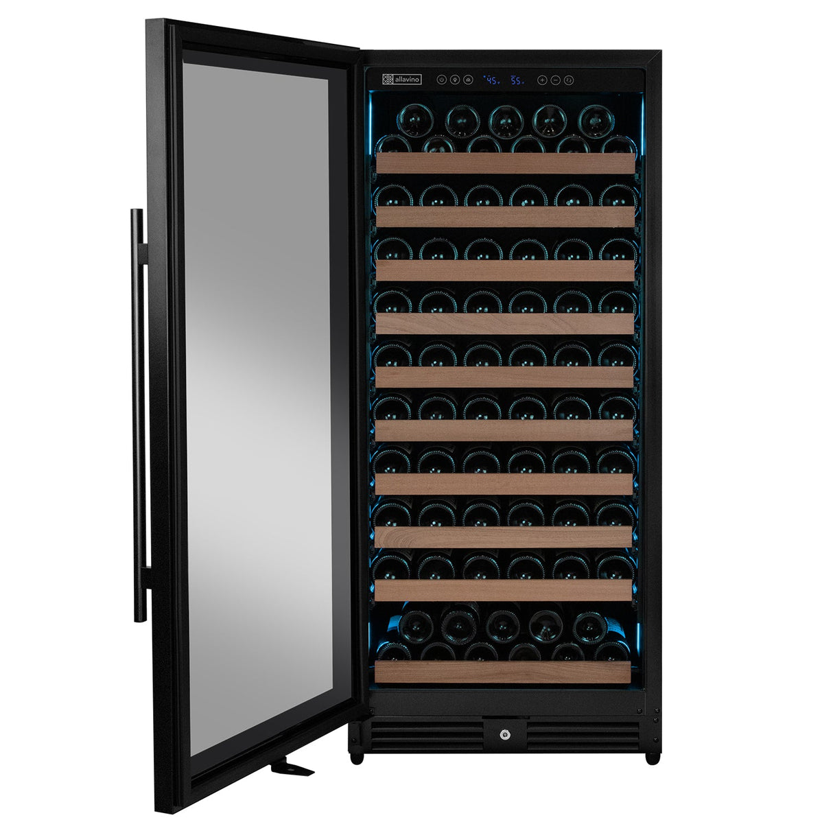 Allavino Reserva Series 119‑Bottle 55″ Semi Tall Single Zone Left Hinge Black Metal Wine Refrigerator VSW11955S‑1BL