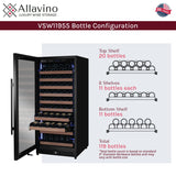 Allavino Reserva Series 119‑Bottle 55″ Semi Tall Single Zone Left Hinge Black Metal Wine Refrigerator VSW11955S‑1BL