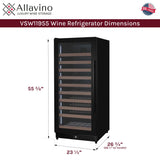 Allavino Reserva Series 119‑Bottle 55″ Semi Tall Single Zone Left Hinge Black Metal Wine Refrigerator VSW11955S‑1BL