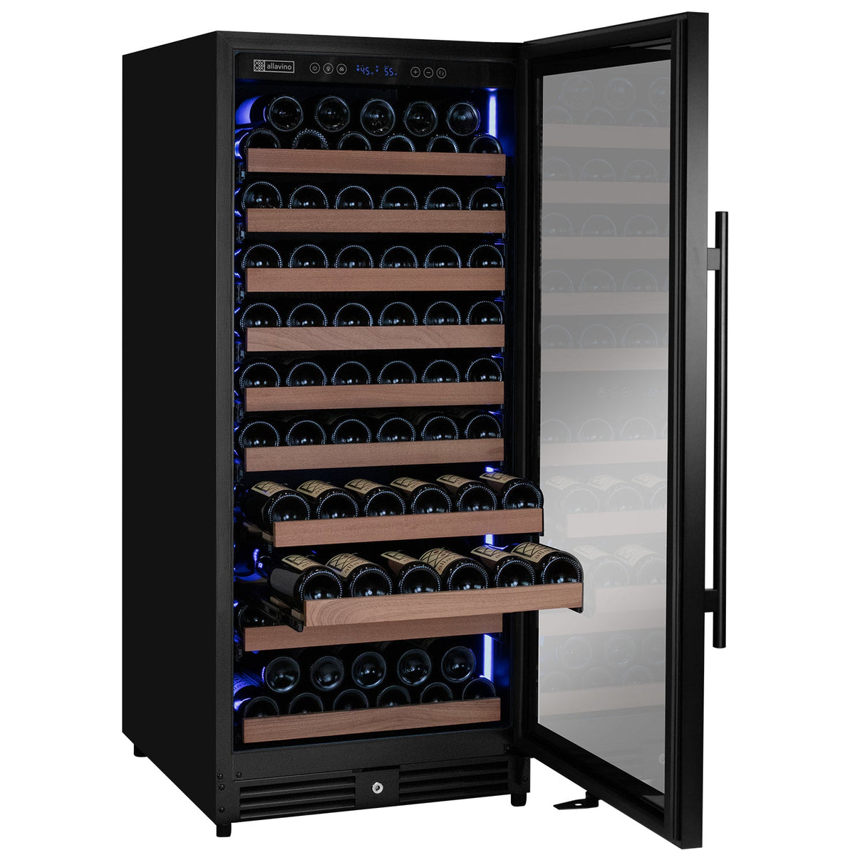 Allavino Reserva Series 119‑Bottle 55″ Semi Tall Single Zone Right Hinge Black Metal Wine Refrigerator VSW11955S‑1BR