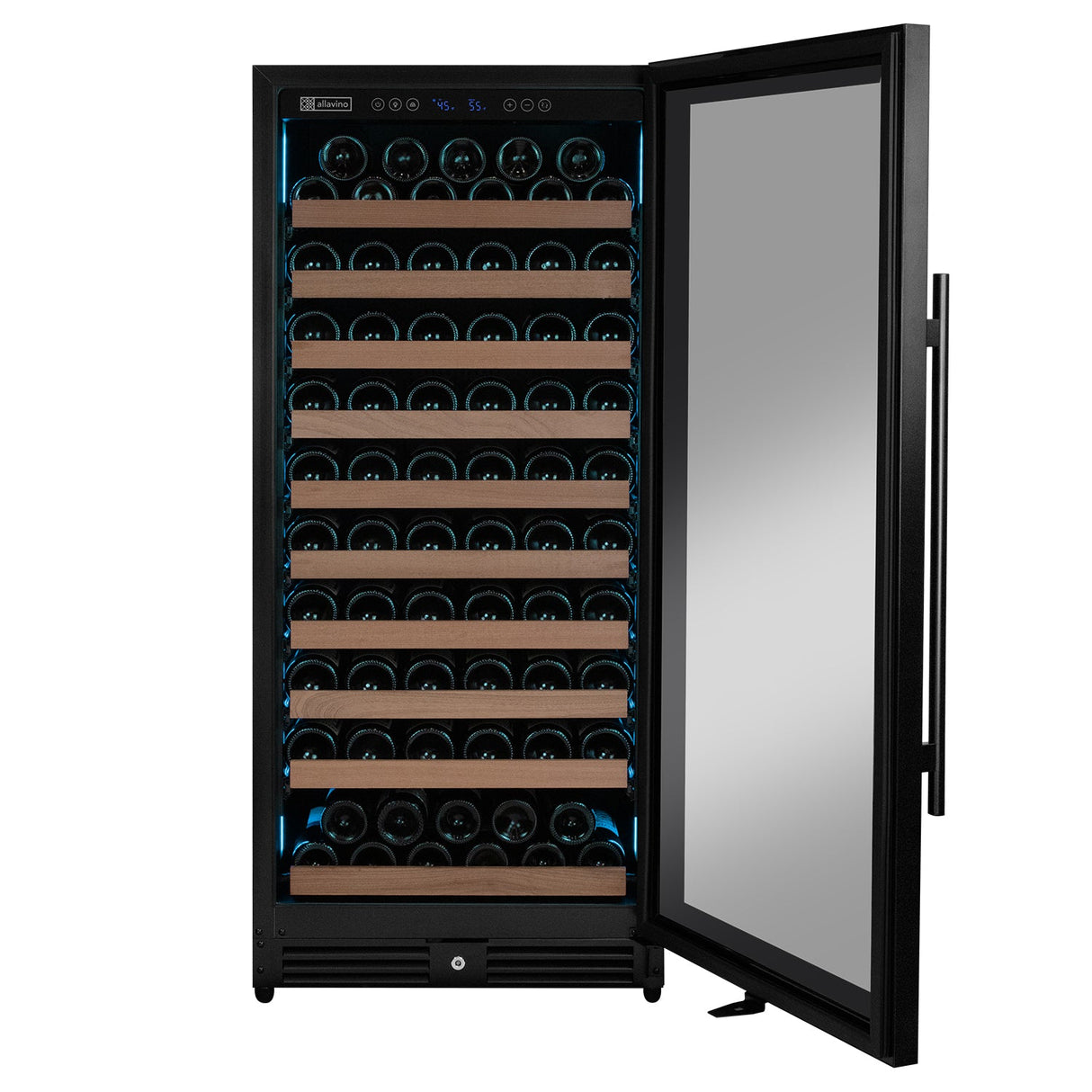 Allavino Reserva Series 119‑Bottle 55″ Semi Tall Single Zone Right Hinge Black Metal Wine Refrigerator VSW11955S‑1BR