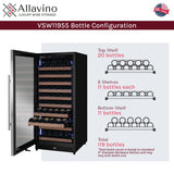 Allavino Reserva Series 119 Bottle 55" Tall Single Zone Left Hinge Stainless Steel Wine Refrigerator