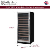 Allavino Reserva Series 119 Bottle 55" Tall Single Zone Left Hinge Stainless Steel Wine Refrigerator