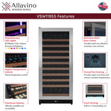 Allavino Reserva Series 119 Bottle 55" Tall Single Zone Left Hinge Stainless Steel Wine Refrigerator