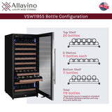 Allavino Reserva Series 119 Bottle 55" Tall Single Zone Right Hinge Stainless Steel Wine Refrigerator