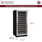 Allavino Reserva Series 119 Bottle 55" Tall Single Zone Right Hinge Stainless Steel Wine Refrigerator