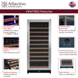 Allavino Reserva Series 119 Bottle 55" Tall Single Zone Right Hinge Stainless Steel Wine Refrigerator
