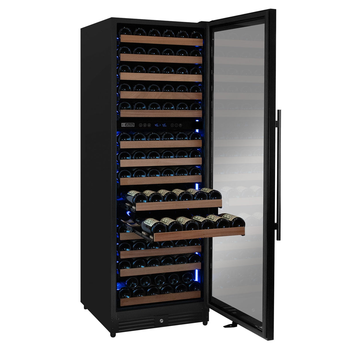 Allavino Reserva Series 154 Bottle 71" Tall Dual Zone Built-in Right Hinge Wine Refrigerator with Black Metal Door