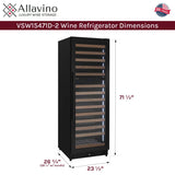 Allavino Reserva Series 154 Bottle 71" Tall Dual Zone Built-in Right Hinge Wine Refrigerator with Black Metal Door