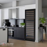 Allavino Reserva Series 154 Bottle 71" Tall Dual Zone Built-in Left Hinge Wine Refrigerator with Black Metal Door