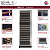 Allavino Reserva Series 154 Bottle 71" Tall Dual Zone Left Hinge Stainless Steel Wine Refrigerator