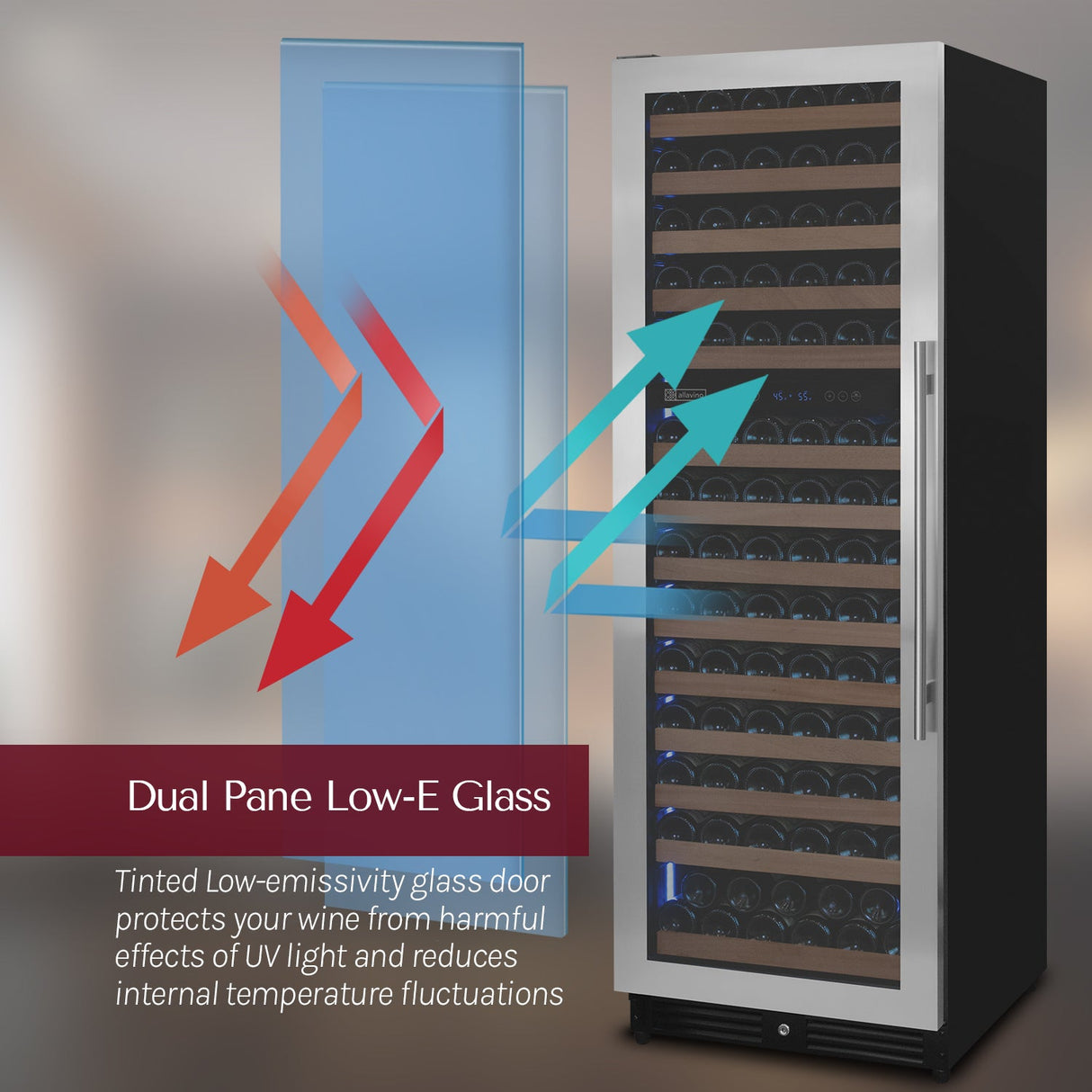 Allavino Reserva Series 154 Bottle 71" Tall Dual Zone Left Hinge Stainless Steel Wine Refrigerator