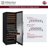 Allavino Reserva Series 154 Bottle 71" Tall Dual Zone Right Hinge Stainless Steel Wine Refrigerator