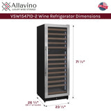 Allavino Reserva Series 154 Bottle 71" Tall Dual Zone Right Hinge Stainless Steel Wine Refrigerator