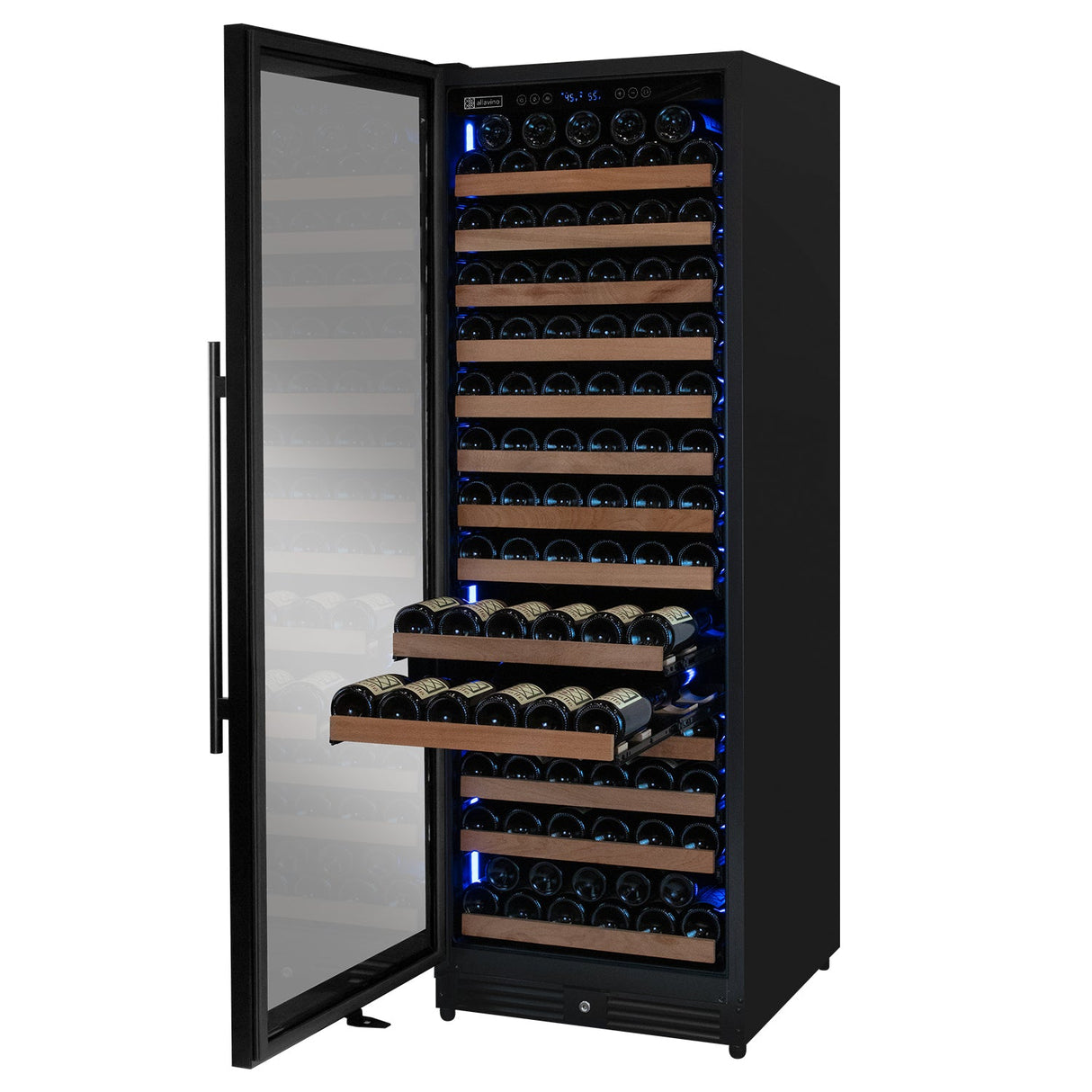 Allavino Reserva Series 163 Bottle 71" Tall Single Zone Left Hinge Black Metal Wine Cooler Refrigerator