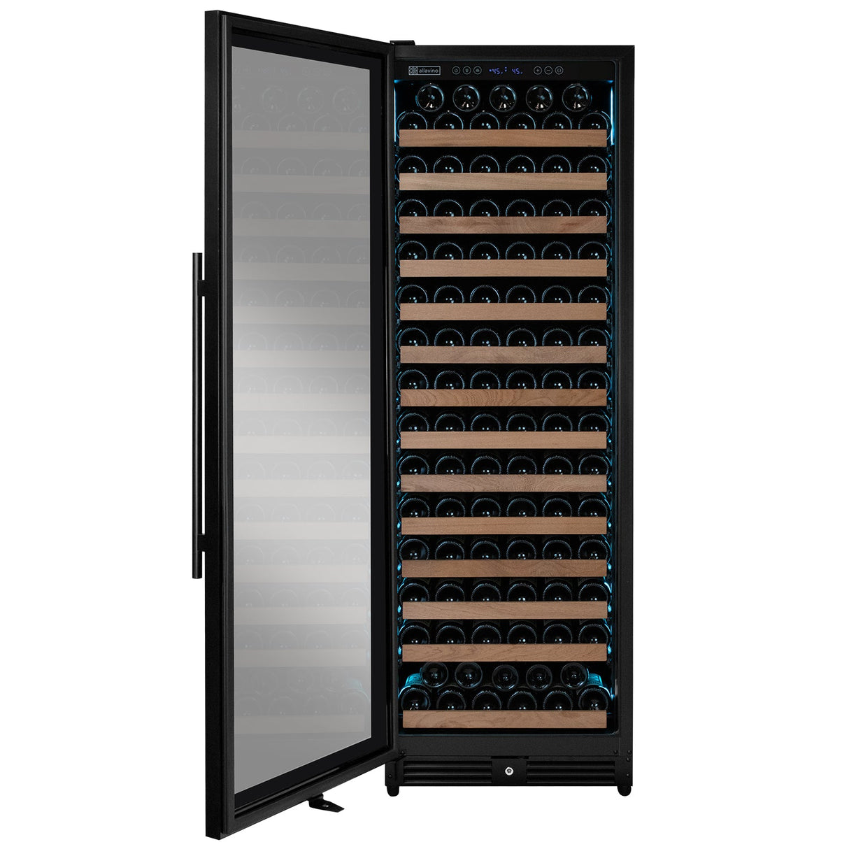 Allavino Reserva Series 163 Bottle 71" Tall Single Zone Left Hinge Black Metal Wine Cooler Refrigerator