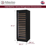 Allavino Reserva Series 163 Bottle 71" Tall Single Zone Left Hinge Black Metal Wine Cooler Refrigerator