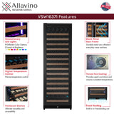 Allavino Reserva Series 163 Bottle 71" Tall Single Zone Left Hinge Black Metal Wine Cooler Refrigerator