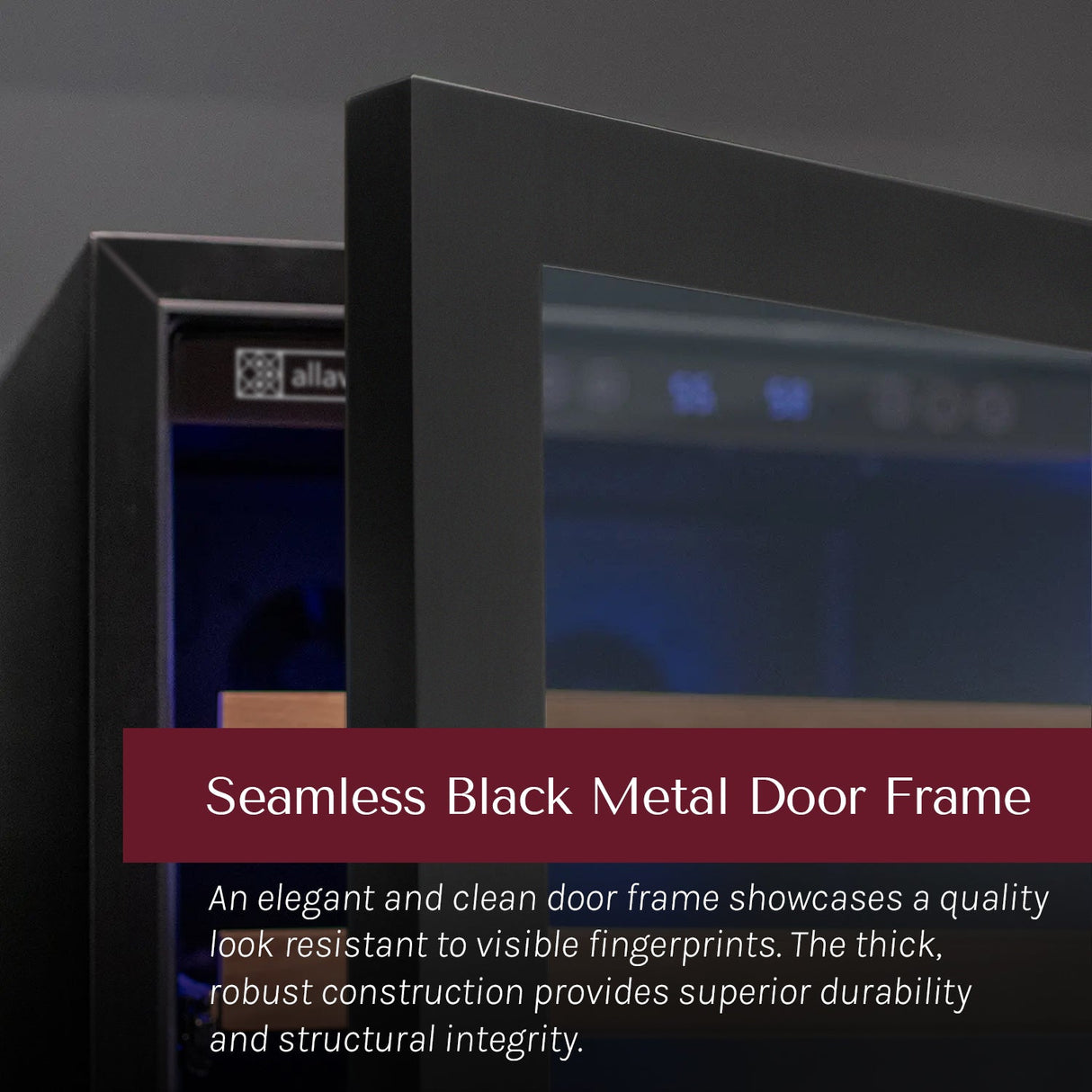 Allavino Reserva Series 163 Bottle 71" Tall Single Zone Left Hinge Black Metal Wine Cooler Refrigerator