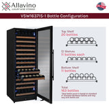 Allavino Reserva Series 163 Bottle 71" Tall Single Zone Right Hinge Black Metal Wine Cooler Refrigerator