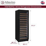 Allavino Reserva Series 163 Bottle 71" Tall Single Zone Right Hinge Black Metal Wine Cooler Refrigerator