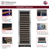 Allavino Reserva Series 163 Bottle 71" Tall Single Zone Right Hinge Stainless Steel Wine Refrigerator