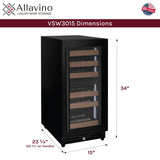 Allavino 15" Wide Reserva Series 30-Bottle Dual Zone Black Right Hinge Wine Refrigerator