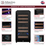 Allavino 15" Wide Reserva Series 30-Bottle Dual Zone Black Right Hinge Wine Refrigerator