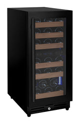 Allavino 15" Wide Reserva Series 30-Bottle Dual Zone Black Right Hinge Wine Refrigerator