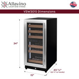 Allavino Reserva Series 15" Wide 30 Bottle Dual Zone Stainless Steel Left Hinge Wine Refrigerator