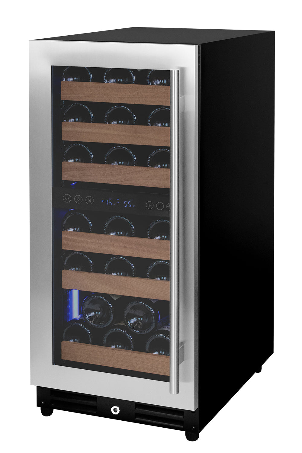 Allavino Reserva Series 15" Wide 30 Bottle Dual Zone Stainless Steel Left Hinge Wine Refrigerator