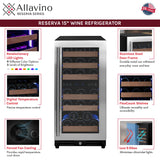 Allavino Reserva 15" Wide 30-Bottle Dual Zone Stainless Steel Right Hinge Wine Refrigerator VSW3015D-2SR