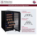 Allavino Reserva 15" 30-Bottle Single Zone Black Right Hinge Wine Refrigerator VSW3015S-1BR