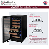 Allavino 15" Wide Reserva Series 30 Bottle Single Zone Stainless Steel Left Hinge Wine Refrigerator AO VSW3015S-1SL