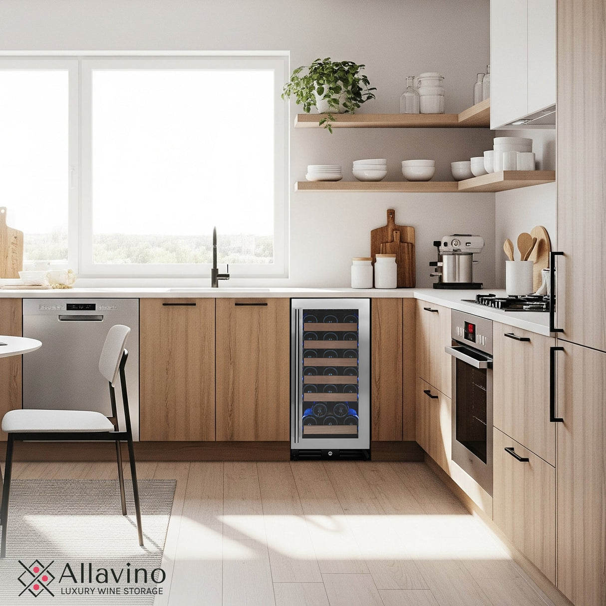 Allavino 15" Wide Reserva Series 30 Bottle Single Zone Stainless Steel Left Hinge Wine Refrigerator AO VSW3015S-1SL
