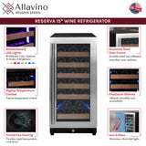 Allavino 15" Wide Reserva Series 30 Bottle Single Zone Stainless Steel Right Hinge Wine Refrigerator
