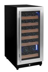 Allavino 15" Wide Reserva Series 30 Bottle Single Zone Stainless Steel Right Hinge Wine Refrigerator