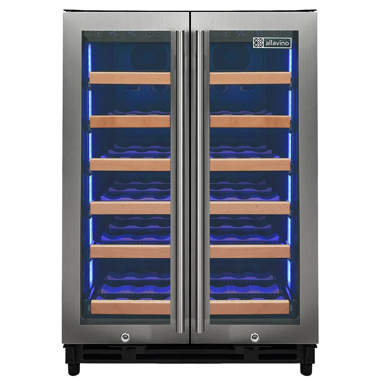 Allavino 24″ Wide FlexCount II Tru‑Vino 36‑Bottle Dual Zone Stainless Steel Wine Refrigerator